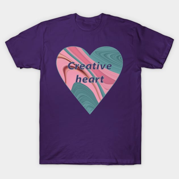 creative heart patterned with pink turquoise agate slice T-Shirt by Alina